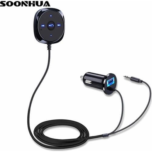 BC20 Wireless Bluetooth 3.5mm Stereo Music Audio Speaker Receiver For AUX Fast USB Car Charger Adapter With Handfree Mic