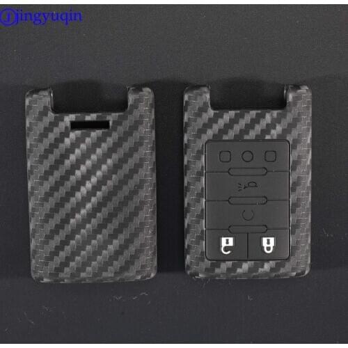 Jingyuqin Carbon Fiber Patten Silicone Car Key Shell For Cadillac SLS CTS ATS CTS SRX XTS Seville Escalade Case Cover