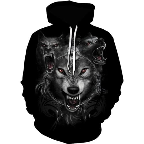 Animal wolf 3D Printed Black Hoodie Men Casual Pullovers harajuku Hoodies winter comfort pullovers Plus size S-6XL sudaderas
