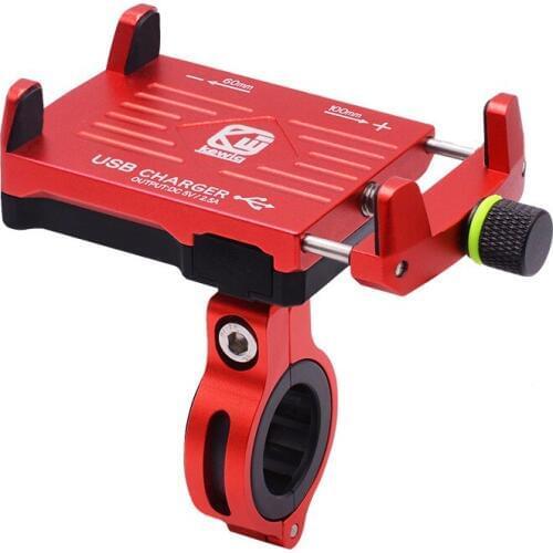 Motorcycle Phone Holder with 2.5A Fast Charger Aluminum Electric Scooter Handlebar Mount Universal Cell Phone Grip Holder Stand