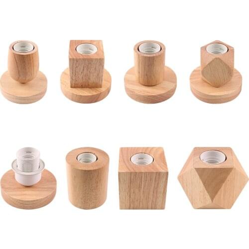 E27 Socket Modern Retro Wood Table Lamp Holder 220V EU Plug Vintage Night Lights Desk Lamp Wooden Base for Bedroom Decoration