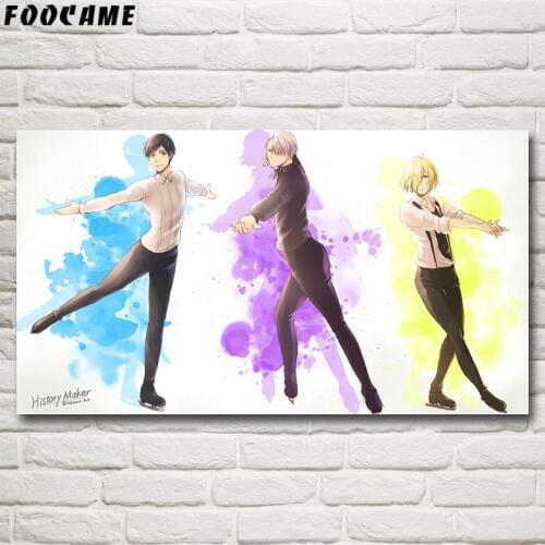 FOOCAME Yuri on Ice Anime Movie Poste Wall Art Prints Silk Home Decorative Pictures Living Room Decoration Painting Bedroom
