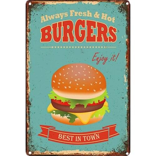 Pengrongup -The Best Hamburger Tin Sign Burger Wall Decor Sandwiches Metal Poster Crafts Wall Plaques 20x30cm Poster 2020 Hot