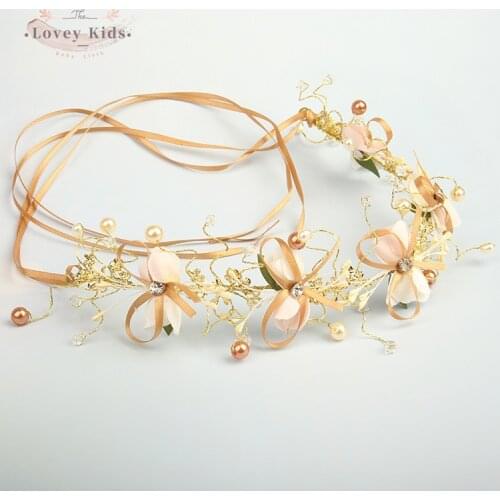 Baby Girl Crown 2021 Princess Floral Flower Beading Patchwork Headdress Boho Wedding Birthday Headpiece Headband Hair Wreath