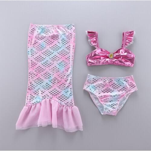 Mermaid Swimsuit For Girls Kids Beach Bikini Halloween Party Mermaid Tail Skirt Dress Costume Cosplay Birthday Gifts Party Dress