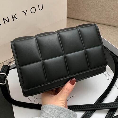 Small Plaid Flap Bags Square Crossbody Bags For Women 2021 New PU Leather Womens Designer Handbag Travel Shoulder Messenger Bag