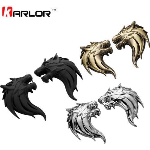 Wolf Wolverene Head 100% 3D Metal Car Auto Motorcycle Logo Emblem Badge Sticker DIY NEW Gun Silver Bronze 3 Colors Car-Styling