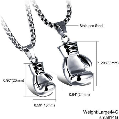 CIFBUY Black/Steel / Gold Color Fashion Mini Boxing Glove Necklace Boxing Jewelry Stainless Steel Cool Pendant For Men Boys Gift