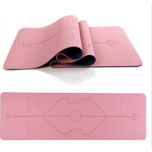 TPE Yoga Non-Slip Mat Exercise Pad with Position Line for Fitness Gymnastics and Pilates with Yoga Mat Bag 2 Colors Yoga Mat