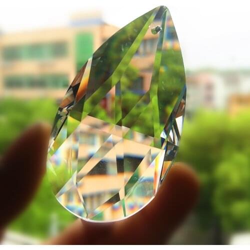 Top Quality 63mm K9 Crystal Clear Faceted Pear Shape Chandelier Double-deck Drops Pendant Cristal Prisms Curtain Suncatcher