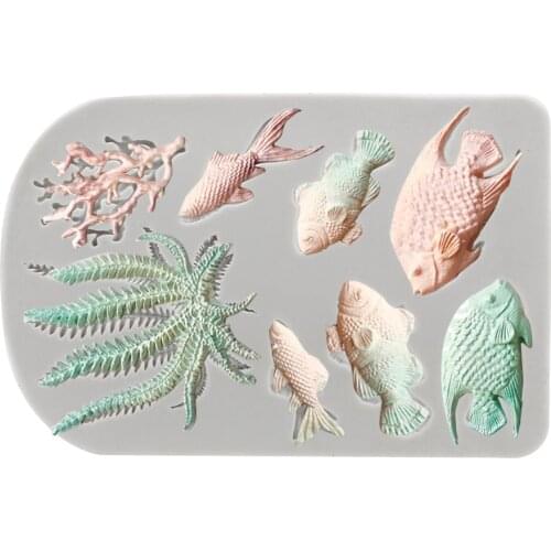 Ocean Series Fish Seaweed Mould Sea Coral Cupcake DIY Cake Border Fondant Cake Decorating Tools Chocolate Moulds Bakeware