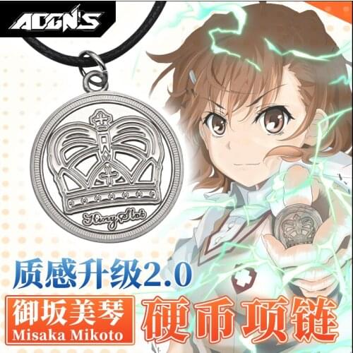 Anime A Certain Scientific Railgun Magical Index Misaka Mikoto Pendant Necklace Jewelry Cosplay Metal Necklaces Coin Props Gift