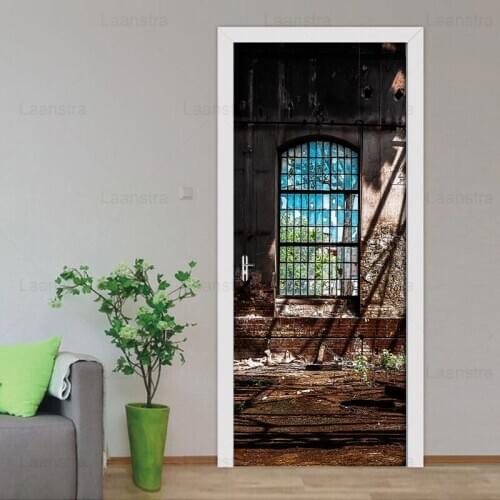 Custom Size/77*200CM Art Door Sticker DIY Waterproof Self Adhesive 3D Wallpaper Stickers On The Doors Home Decor Poster Decals