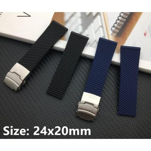 Black dark blue soft Silicone Rubber Watch band 24mm WatchBand Bracelet For navitimer/avenger for Breitling strap free tools