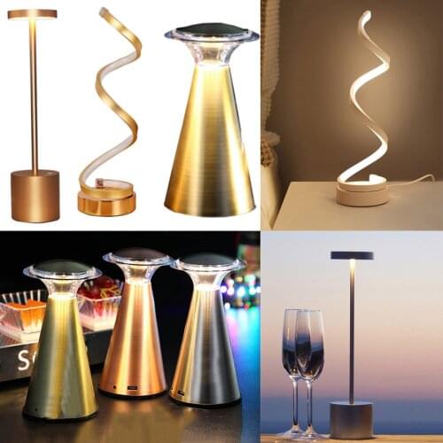 Retro Bar Table Lamp Portable Battery LED Night Light Rechargeable Touch Sensor Wireless Restaurant Cafe Living Room Decor Light