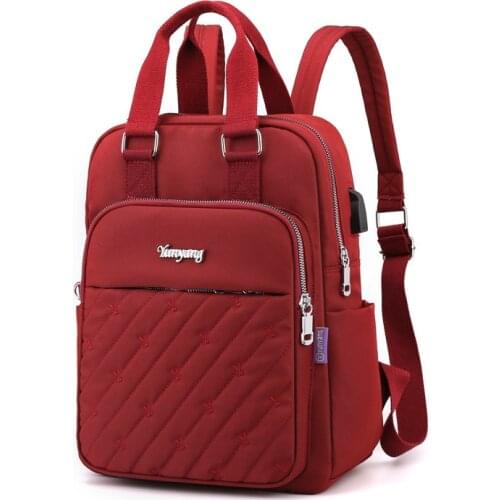 Ladies Nylon Backpack Female Bag For Women Charging USB Backpack Travel Bag Mochilas Para Mujer Bookbag