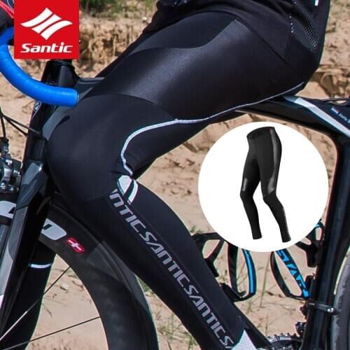 Santic Winter Reflective Sports Quick Dry Cycling Pants Men Fleece Warm Mountain Leisure Fleece Road Bike Tights Pantalones