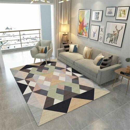 Modern Nordic Carpets for Large Living Room Color Geometric Pattern Big Rugs Polyster Carpet Soft Velvet Fabric Entrance Mat