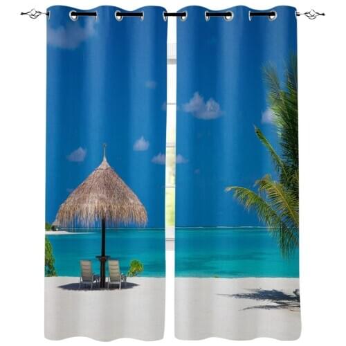 Modern Curtains for Living Room Maldives Beach The Sea White Clouds Bedroom Kitchen Curtain Home Decoration Window Drapes