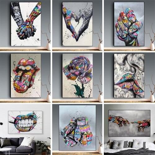 Modern Graffiti Artwork Canvas Painting Posters and Prints Pop Street Art Hand Wall Art Picture for Living Room Home Decor