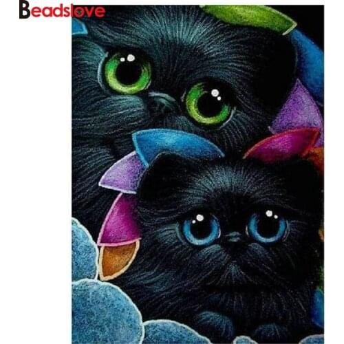 Rhinestone Decoration 5d full diamond DIY Black cat diamond painting Cross Stitch Square Diamond Round Diamond Mosaic Gift