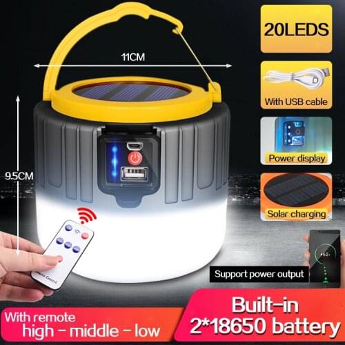 500W Super Powerful USB/Solar Powered LED Lamp Energy-saving Bulb Waterproof Camping Lantern Market Light Emergency Light