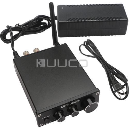 2.0 Channel Amplifier 50Wx2 Bluetooth DC 12-24V 2.0CH BT Class D Home Stereo Amplifier Control Knob and 24V Power Adapter