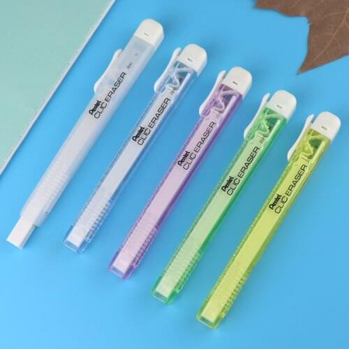Japan Pentel ZE81 Hand-push Eraser Creative Candy Color Long Eraser Safety Rubber Retractable Erasers