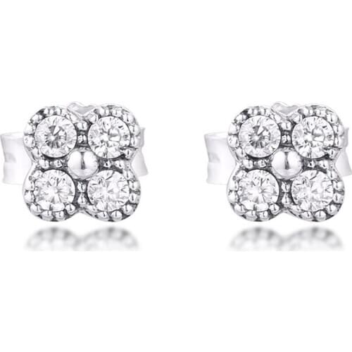 Oriental Blossom Stud Earrings 100% 925 Sterling-Silver-Jewelry Free Shipping