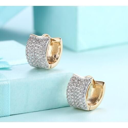 Luxury AAA Zircon Hoop Earrings For Women Champagne Gold Jewelry Fashion Earrings For Ladies Cute Earrings