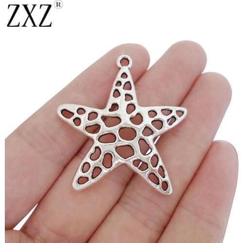 ZXZ 10pcs Hollow Open Star Starfish Charms Pendants for Necklace Jewelry Making Jewelry Findings 37x40mm