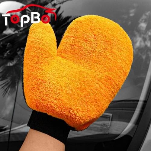 1Pc Double-sided Microfiber Car Washing Glove Cleaning Mitt Short Wool Water Absorption Auto Car Wash Gloves Dust Cleaner
