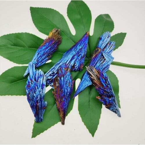 1pcs Crystal Black Tourmaline Natural Blue Colors and Minerals Blue Titanium Aura Quartz Crystal Tail Decor Home Accessories