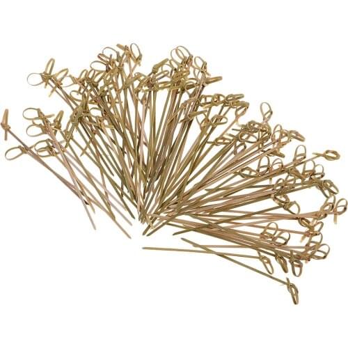100 Pieces Bamboo Knot Cocktail Picks Drink Stirrer Fruit Catering Paddle Finger Food Sticks Disposable Party BBQ Picks