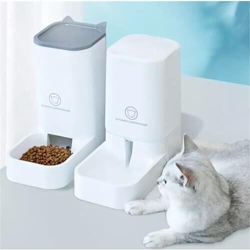 2PCS Cat Automatic Drinking Set Cat Feeding Bowls Cat Feeder Washable Dispenser Dog Auto Feeder Water Fountain Pet Food Bottles