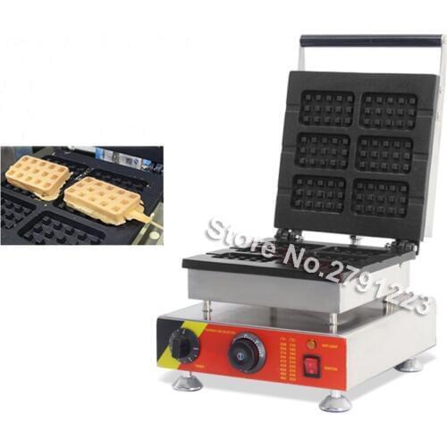 110V Electric 6pcs Square Belgium Waffle Stick Baker Maker stainless steel Machine Commercial Non-stick