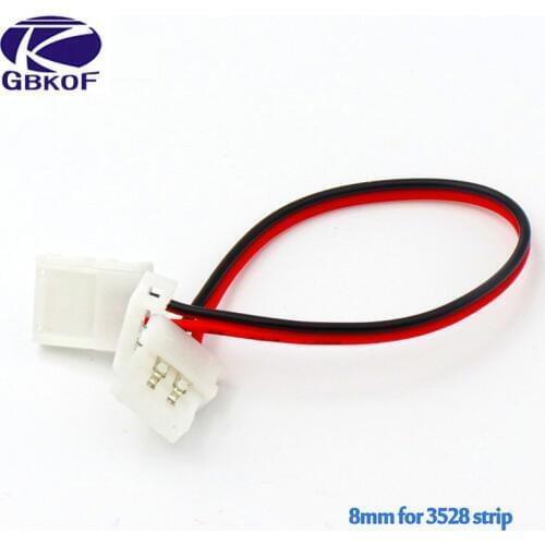 8mm solderless lengthen Wire with 2 Pin welding connectors at 2 ends for 2835 3528 led strip to strip connection free shipping