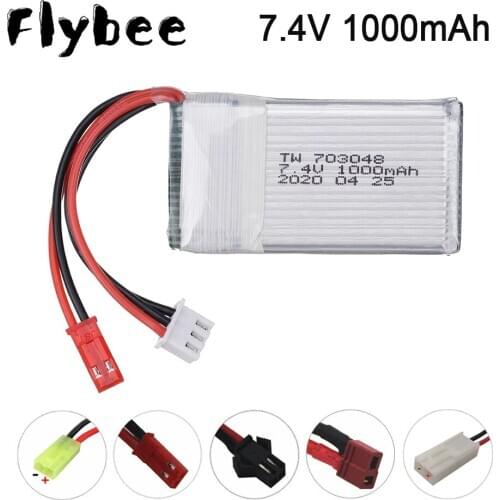 7.4v Battery For MJXRC X600 U829A U829X X600 F46 X601H JXD391 FT007 RC Toys Battery 2S 25C 7.4V 1000mAh Lipo Battery 703048