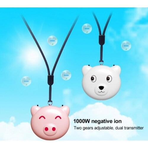 Car Household Negative Ion Air Purifier Portable Necklace Car Hangging Pendant Mini Air Purifier Piggy Style Bear Style Cute Kid