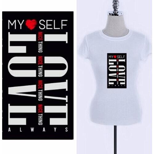 Biker Patches for clothing LOVE MYSELF Picture Stickers Iron On Patch Transfer Strange Things Diy Clothes Painting Street Icon