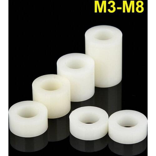 White ABS Nylon Non-Threaded Spacer Hollow Standoff Washer M3 M4 M5 M6 M8
