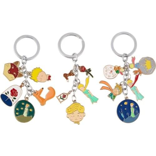 24pcs/lot MD326 DMLSKY Fashion Cartoon Little Prince Alloy KeyChain Gift For Women Men Bag Charm Keychain Charm Keyring Jewelry