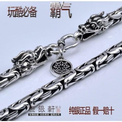 Thai Silver Necklace Hand Chain S925 Sterling Silver Men Clavicle Necklace Authentic Wholesale