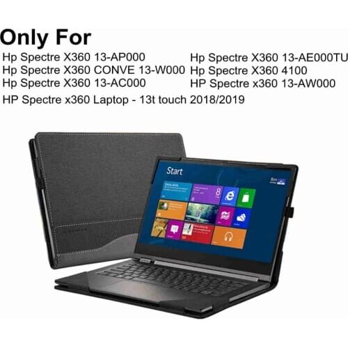 For HP Spectre x360 13.3" 2 in 1 Laptop Case,PU Leather Folio Stand Protective Cover For HP Spectre x360 13-AP/AC/AE/AW/W0000