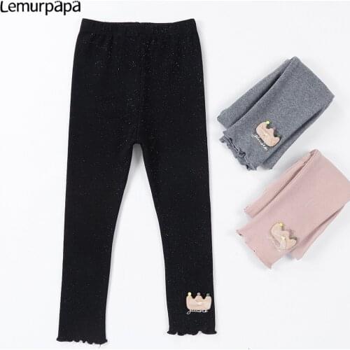 2021 New Girls Kids Pants Childrens Leggings Cotton Elastic Waist Warm Legging Crown Shining Fashion Girls Trousers Four Season
