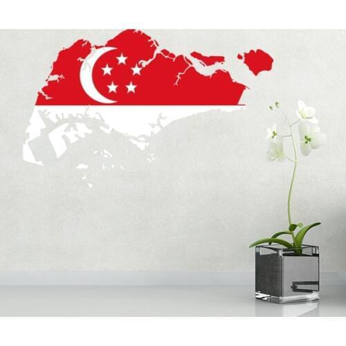 Flag map of Singapore wall vinyl sticker custom made home decoration wall sticker wedding decoration PVC wallpaper