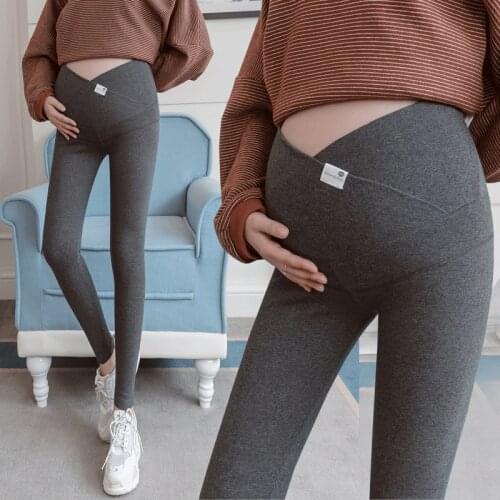 Across V Low Waist Belly Cotton Maternity Legging Spring Casual Skinny Pants Clothes for Pregnant Women Autumn Pregnancy
