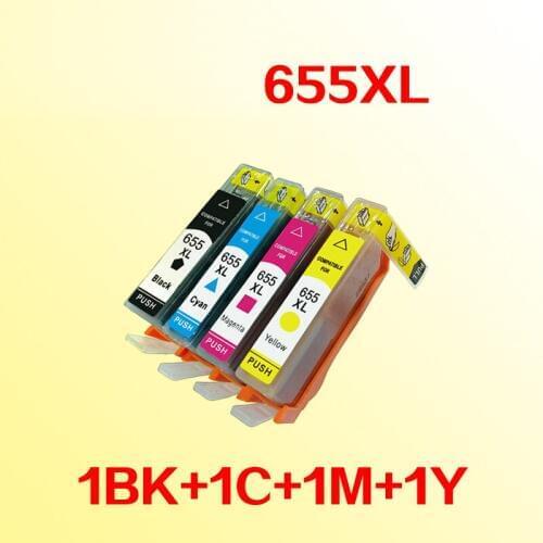 4x Ink Cartridge compatible for for655 655xl compatible for 655 deskjet 3525 4615 4625 inkject printer