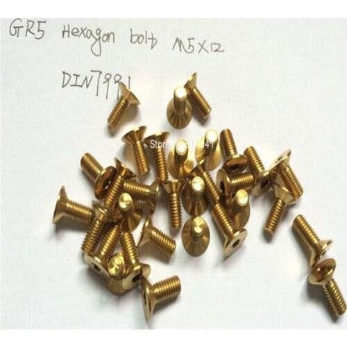 GR5 titanium golden chain ring bolt 100 pieces, M8*6.5mm GOLD Ti, grade 5