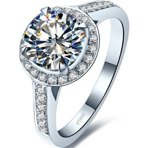 SRM Special Offer 1.5CT 7.5MM G-H Round Cut C&C Moissanite Ring 925 Sterling Silver Ring White Gold Color Wedding Jewelry